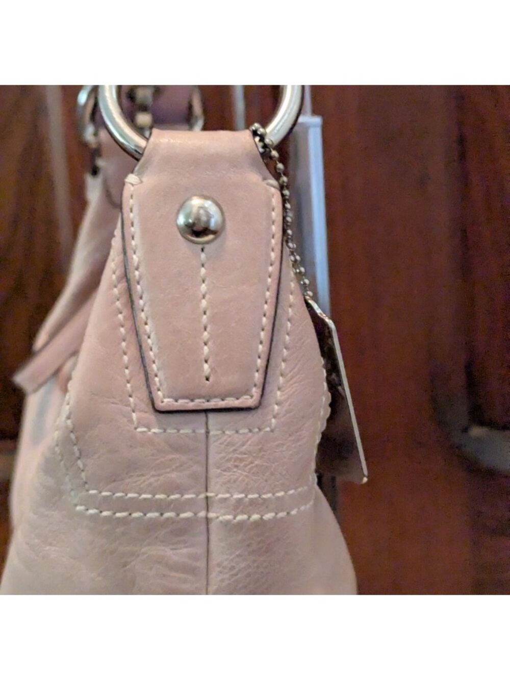 Coach Light Pink Leather Baguette Hobo Sling Bag - Picture 5 of 12
